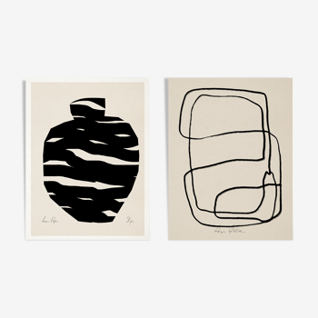 Pair of giclee prints. Abstract wall art set of two, 50x70