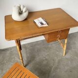 Louis Sognot rattan desk and its chair