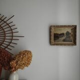 Landscape painting, old oil on cardboard framed signed GILLET.