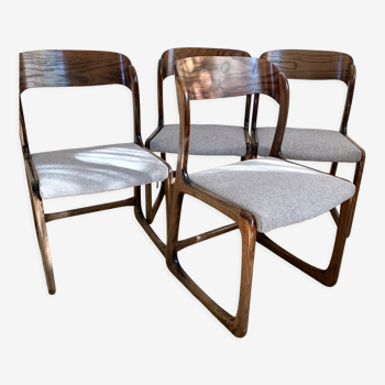 Suite de 4 chaises Baumann modèle traineau