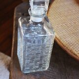 80s crystal whisky carafe with cube stopper