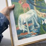 Tableau style Gauguin cadre bois doré