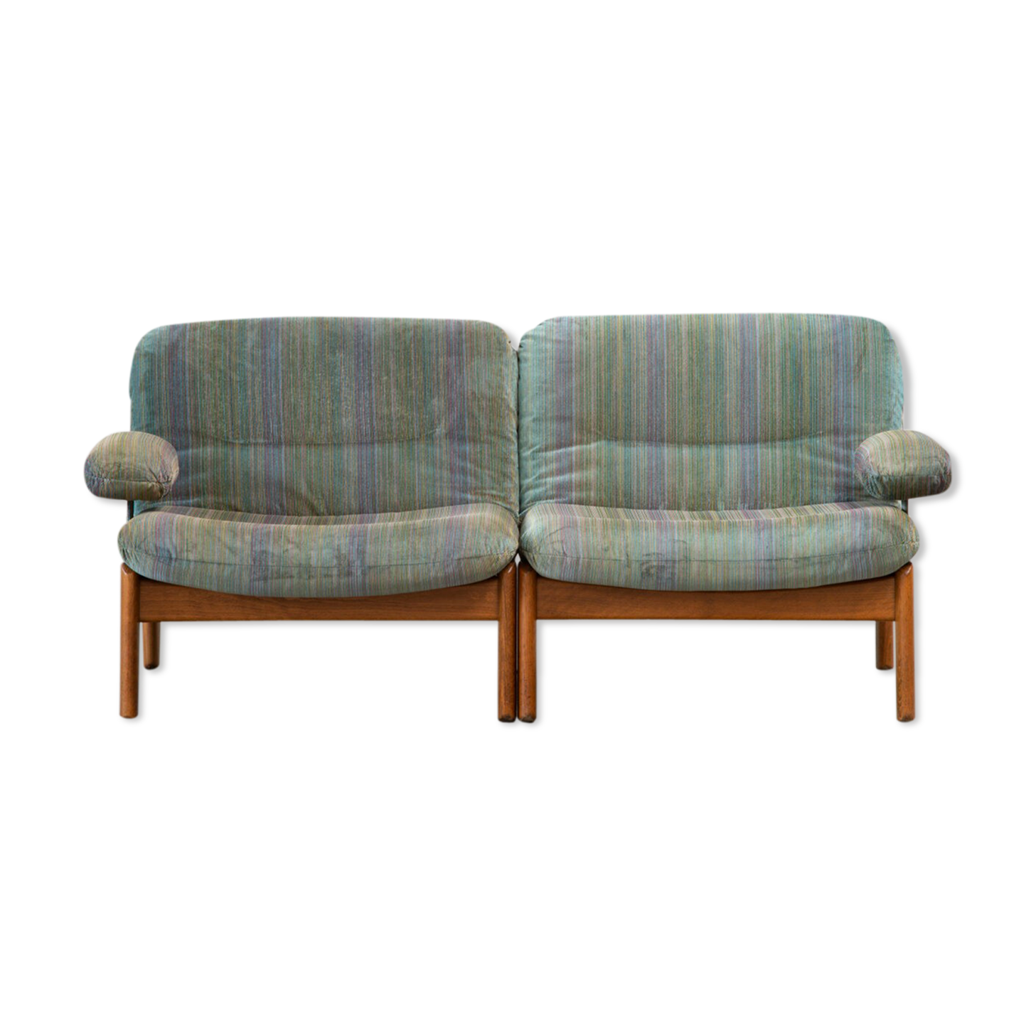 Pair of Scandinavian armchairs in teak and velvet, 1960