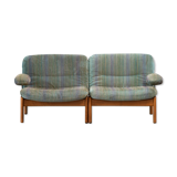 Pair of Scandinavian armchairs in teak and velvet, 1960