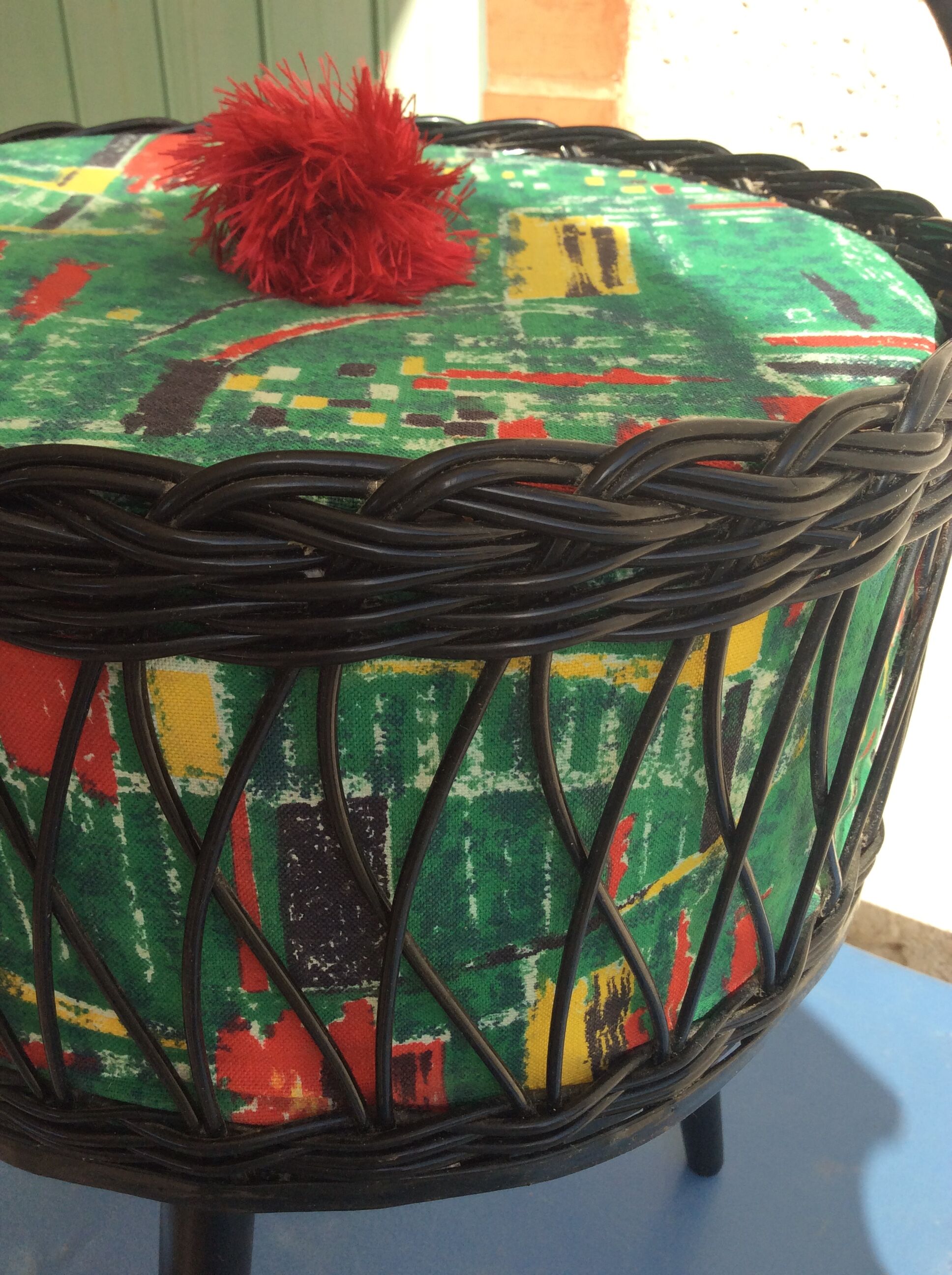 Vintage round sewing basket