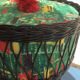 Vintage round sewing basket