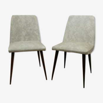 Lot de 2 chaise skaï blanc grisé