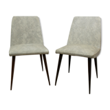 Lot of 2 grey white leatherette Chair
