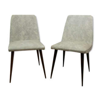 Lot de 2 chaise skaï blanc grisé