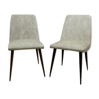 Lot of 2 grey white leatherette Chair
