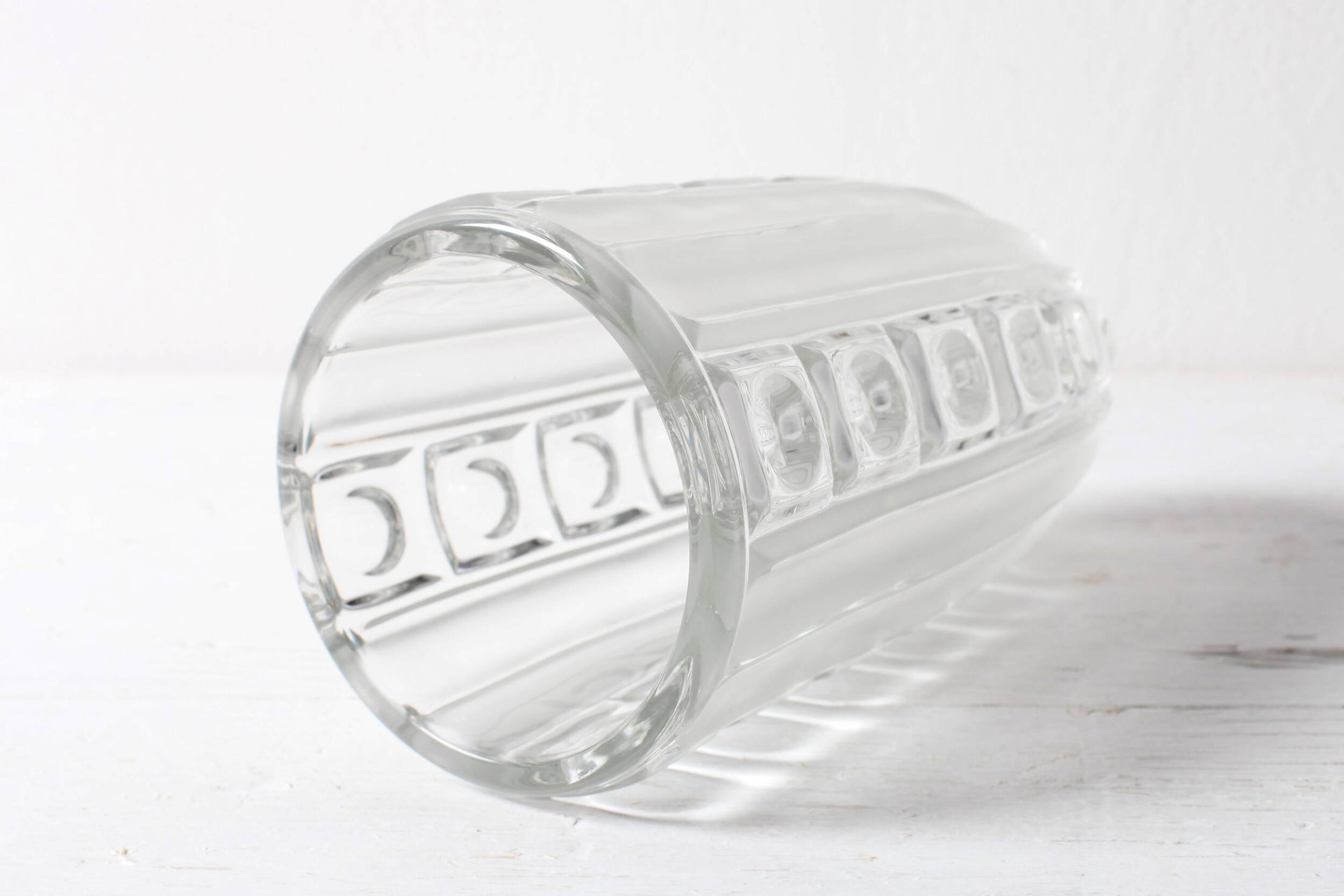 Vintage Clear Pressed Glass Vase / Bohemia Glass / 1950s
