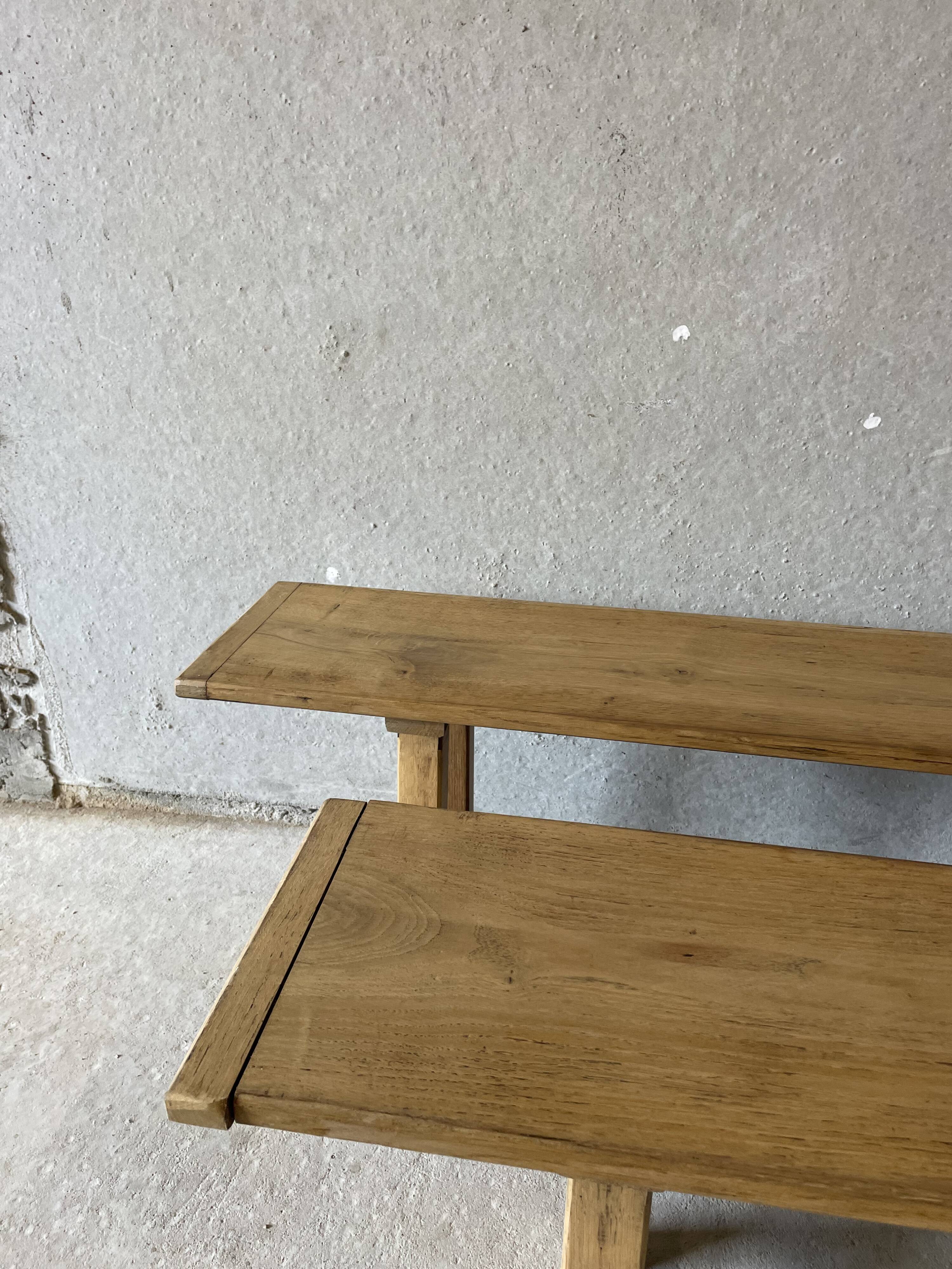 Paire de bancs en chêne – esprit ferme authentique ou