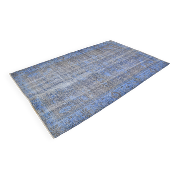 Tapis Oushak anatolien bleu noué à la main