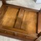 Table d’appoint 2 tiroirs merisier 1950