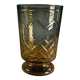 Brown smoked glass candle holder vase, height 23.5cm, geometric decoration