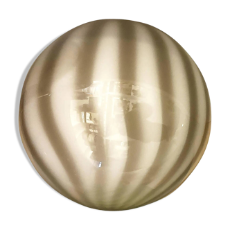 Italian Milky-White and Beige Murano Glass Swirlings Sphere Flush Mount
