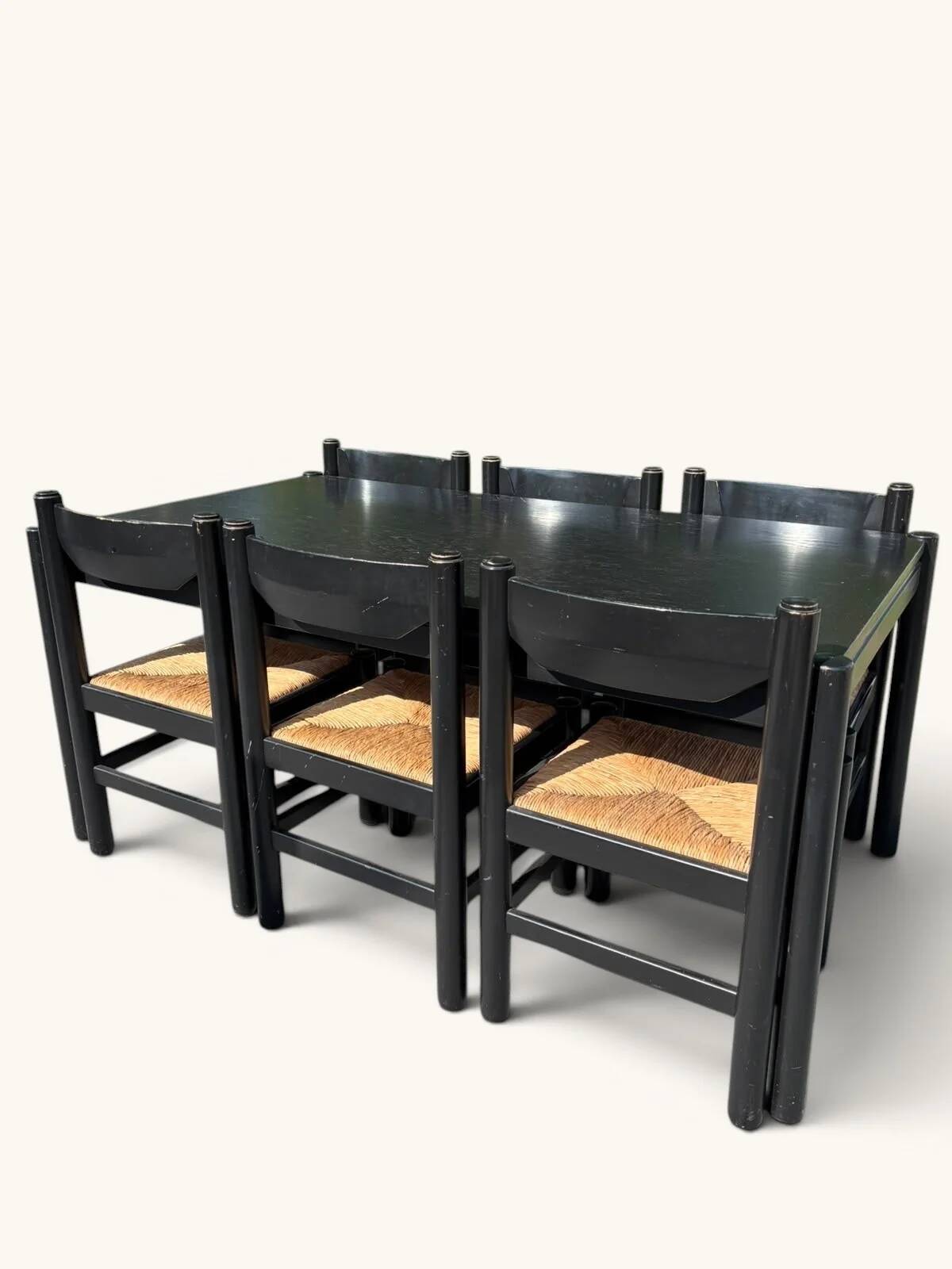 Table à manger avec 6 chaises de Vico Magistretti pour Cassina