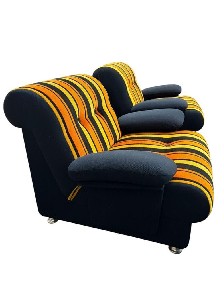 Set de 2 fauteuils vintage orange et noirs space age