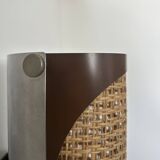 Pair of vintage sconces, cane and chrome, France 1970