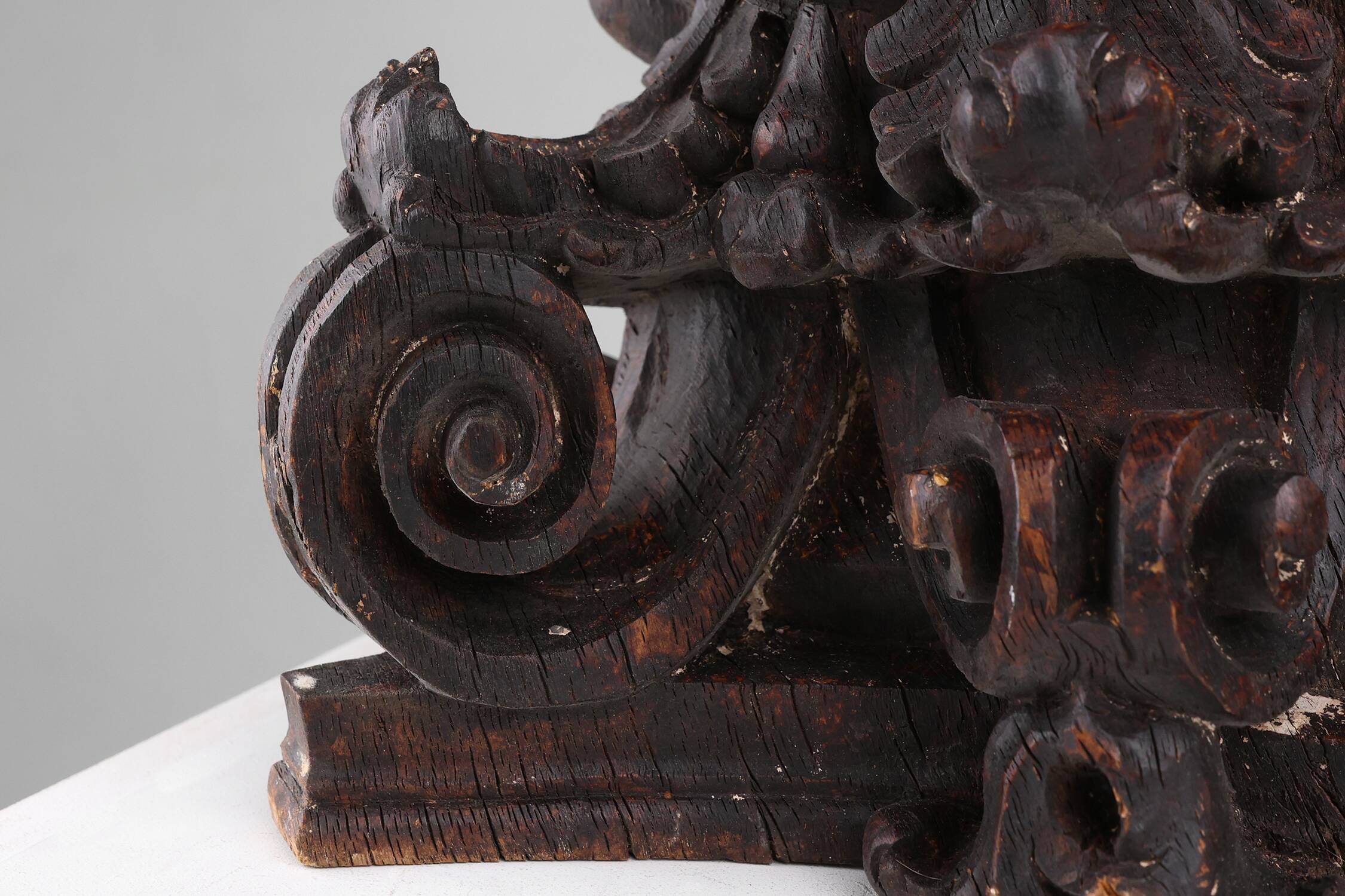 An ancient hand carved Corinthian column capital, France, 18th century