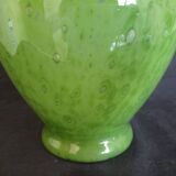 Biot vase in mouth-blown glass, with bubbles, grass green color