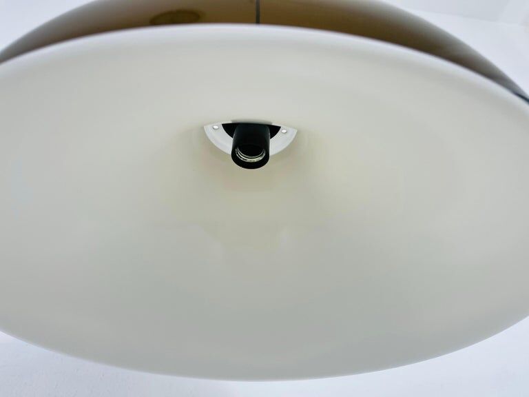 Brown and white acrylic glass suspension lamp, 1970