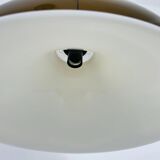 Lampe à suspension en verre acrylique brun et blanc, 1970