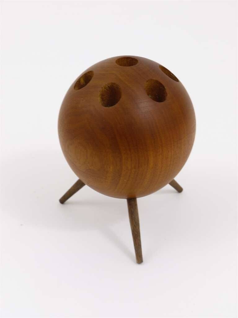 Chandelier Carl Aubock Ball Tripod in Walnut, Austria 1950s
