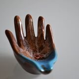Ceramic pocket tray in the shape of a hand Vallauris France 1970