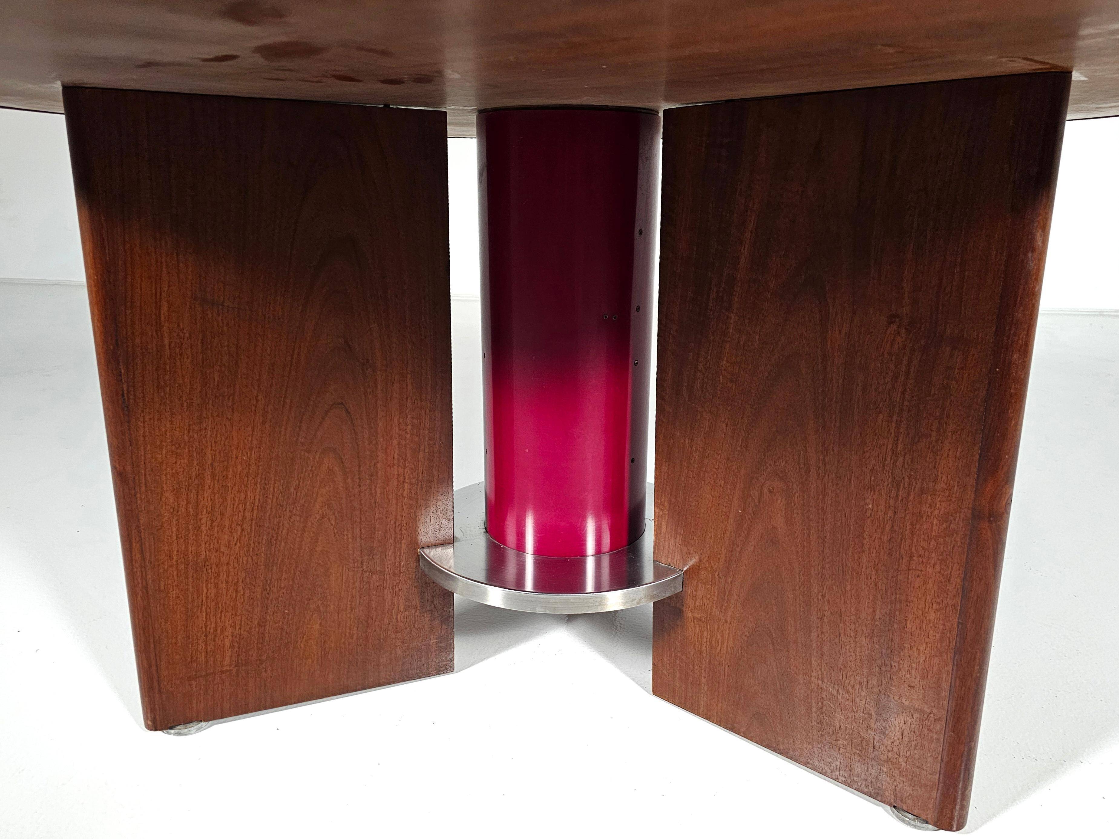Dining table in walnut, laminate and steel by Silvio Coppola for Bernini, Italy.