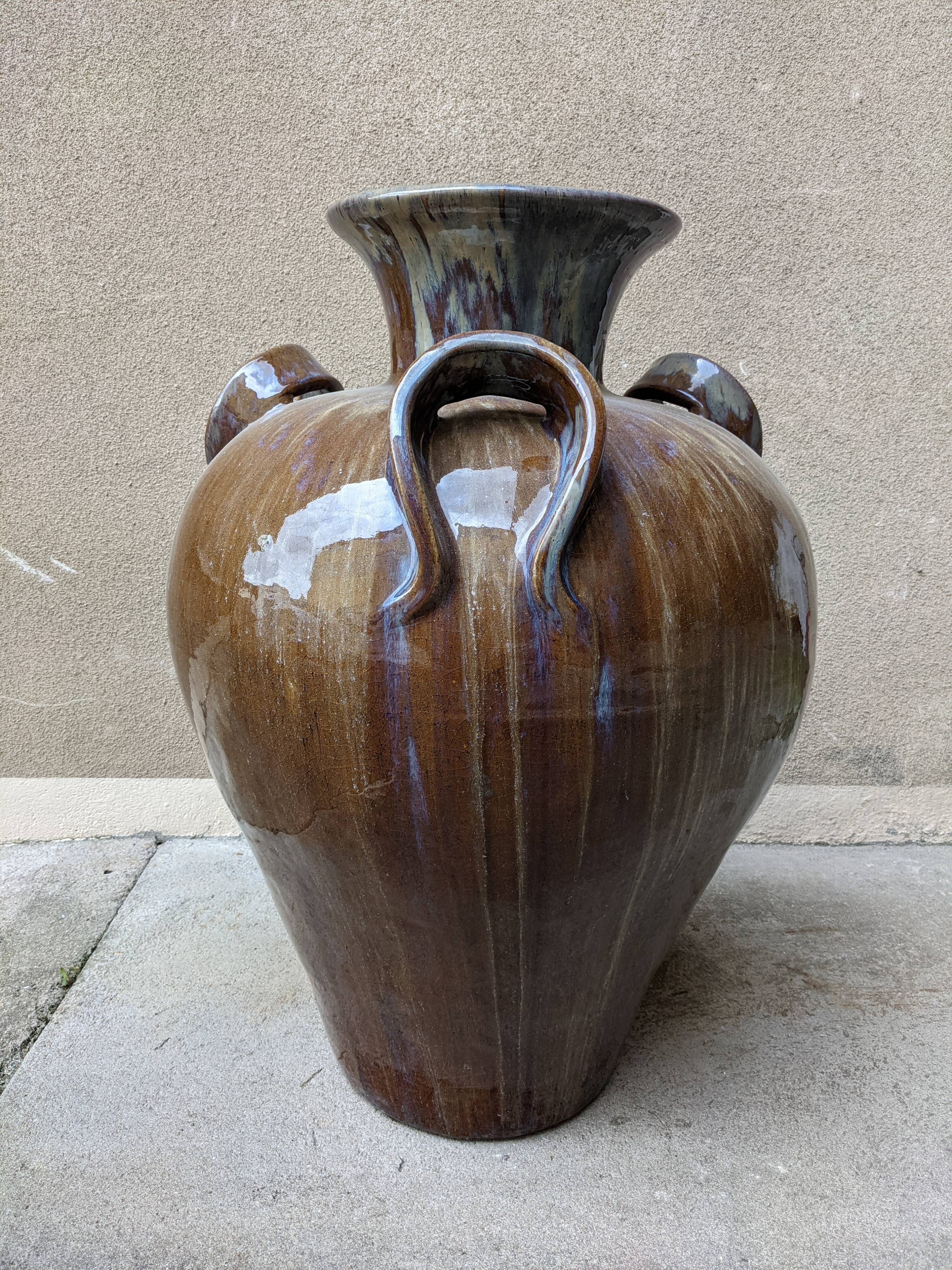 XXL jar or vase in late 19th century enamelled stoneware