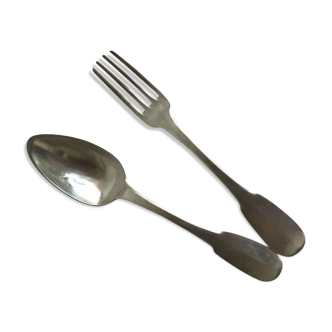 Covered solid silver single-flat punch big old warranty 1819-38