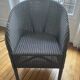 Blue grid rattan armchair