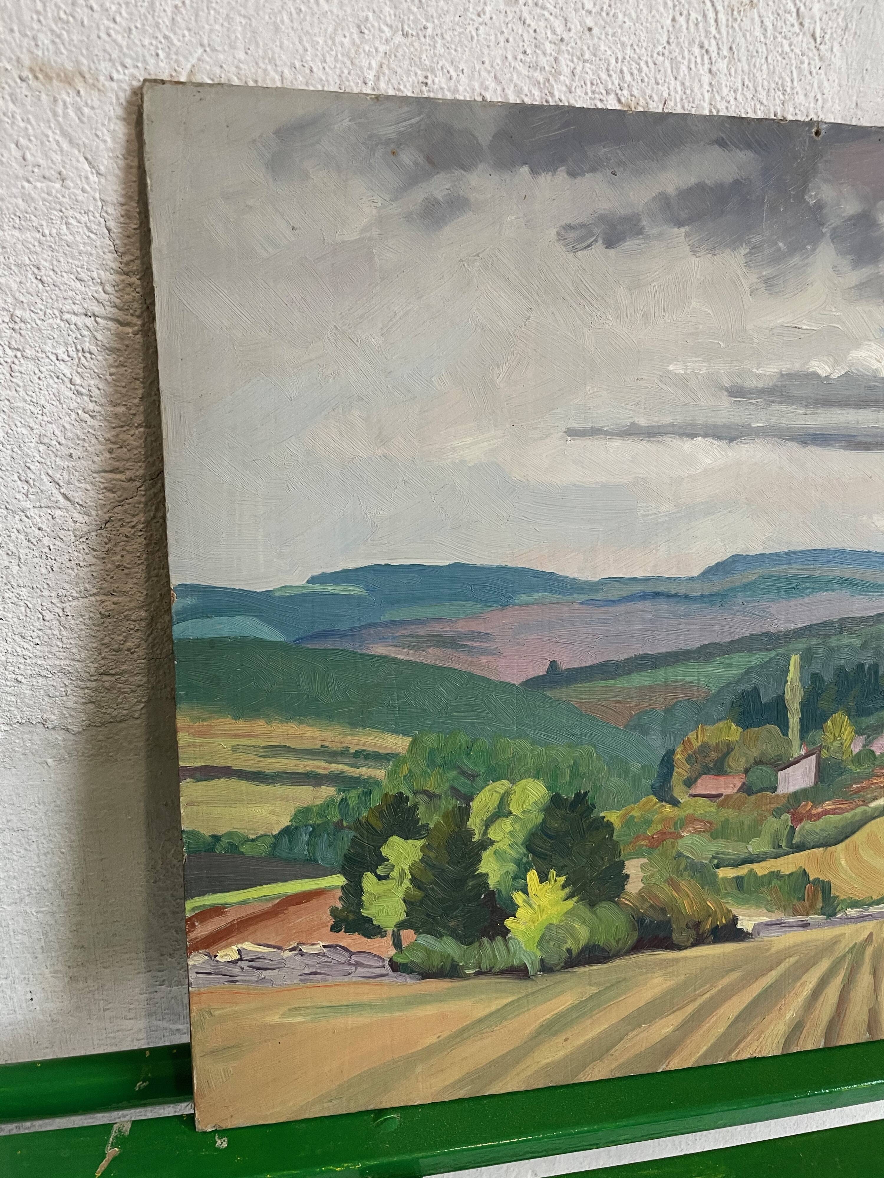 Painting oil landscape countryside 1942
