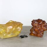 Vintage Italian Orange & Yellow Sculpture Lamps, 70s, set of 2