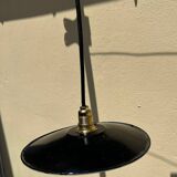 Suspension vintage en tôle émaillée verte et noire déco rétro fermé