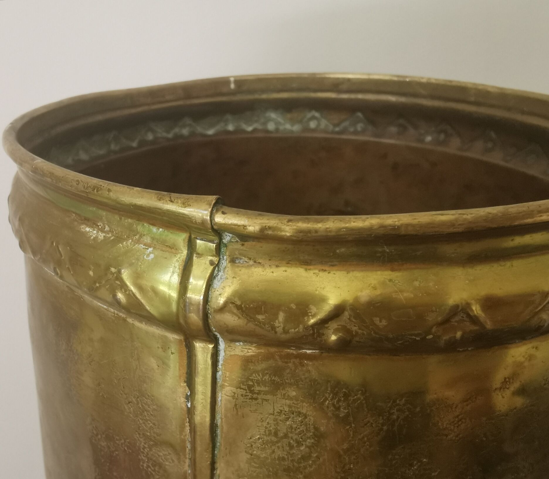 Umbrella holder sunflowers vintage copper and golden brass