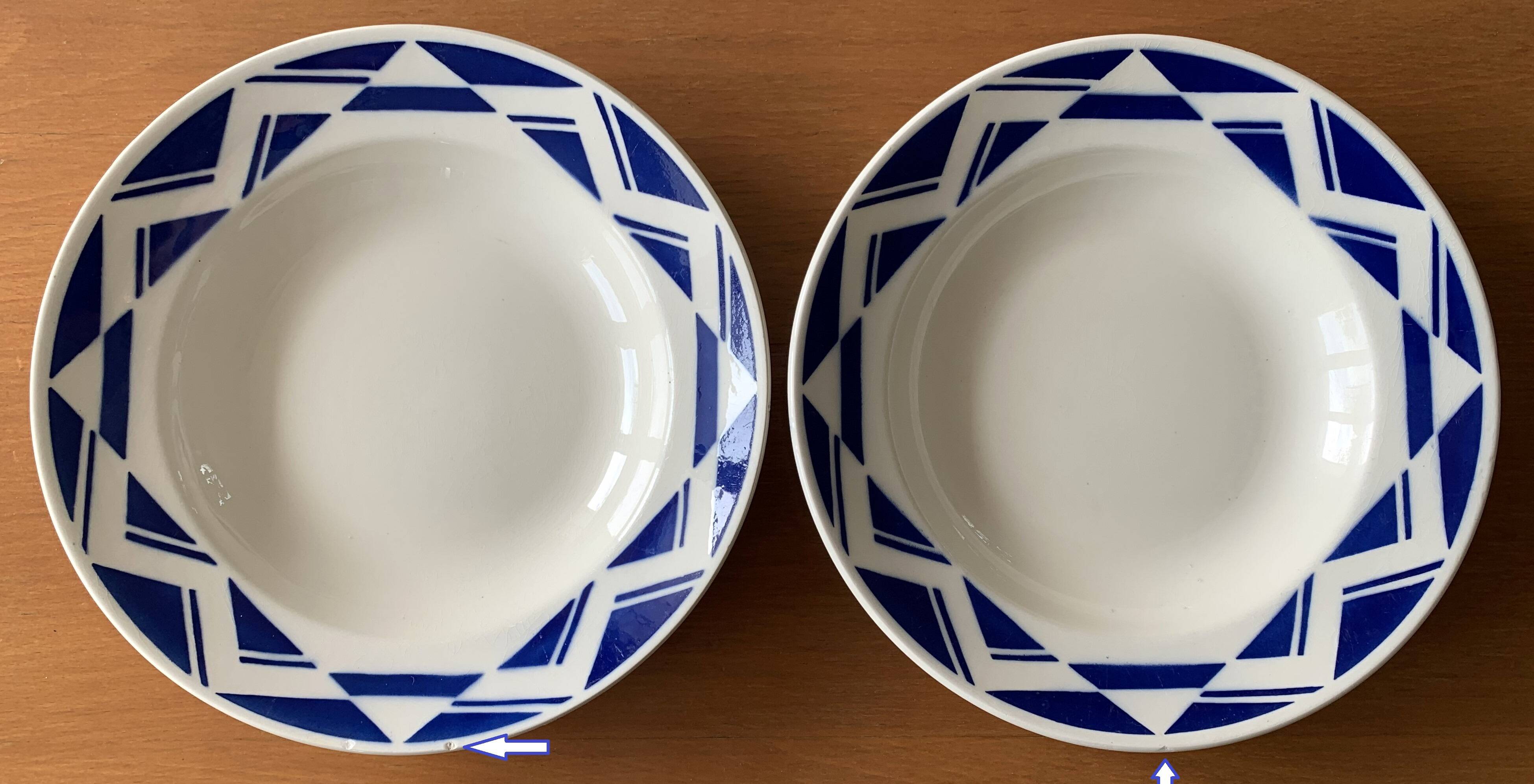 8 old earthenware plates from badonviller