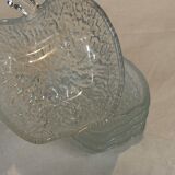 Salad bowl and cups set in molded glass, apple shape