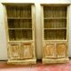 Pair of store windows in patinated fir