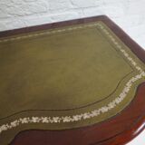 Biedermeier mahogany wall console table or desk with leather inlay top and drawer