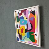 Contemporary Abstract Swedish "The Peach", Small Geometric Abstract Acrylic Painting, 2019