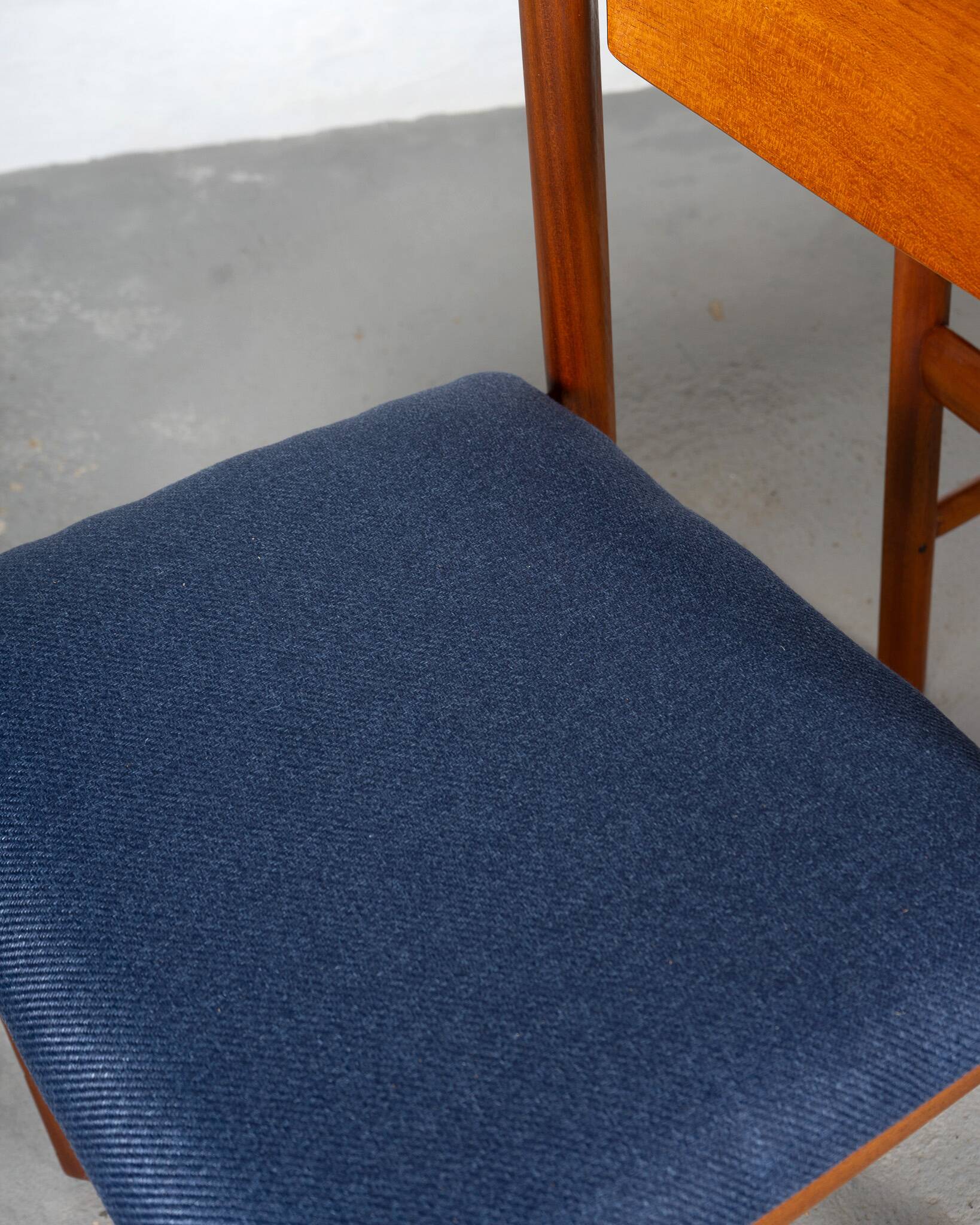 Set of 6 Dining Chairs by White and Newton in dark blue upholstery