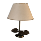 Paire de lampe de table en laiton décor nénuphar