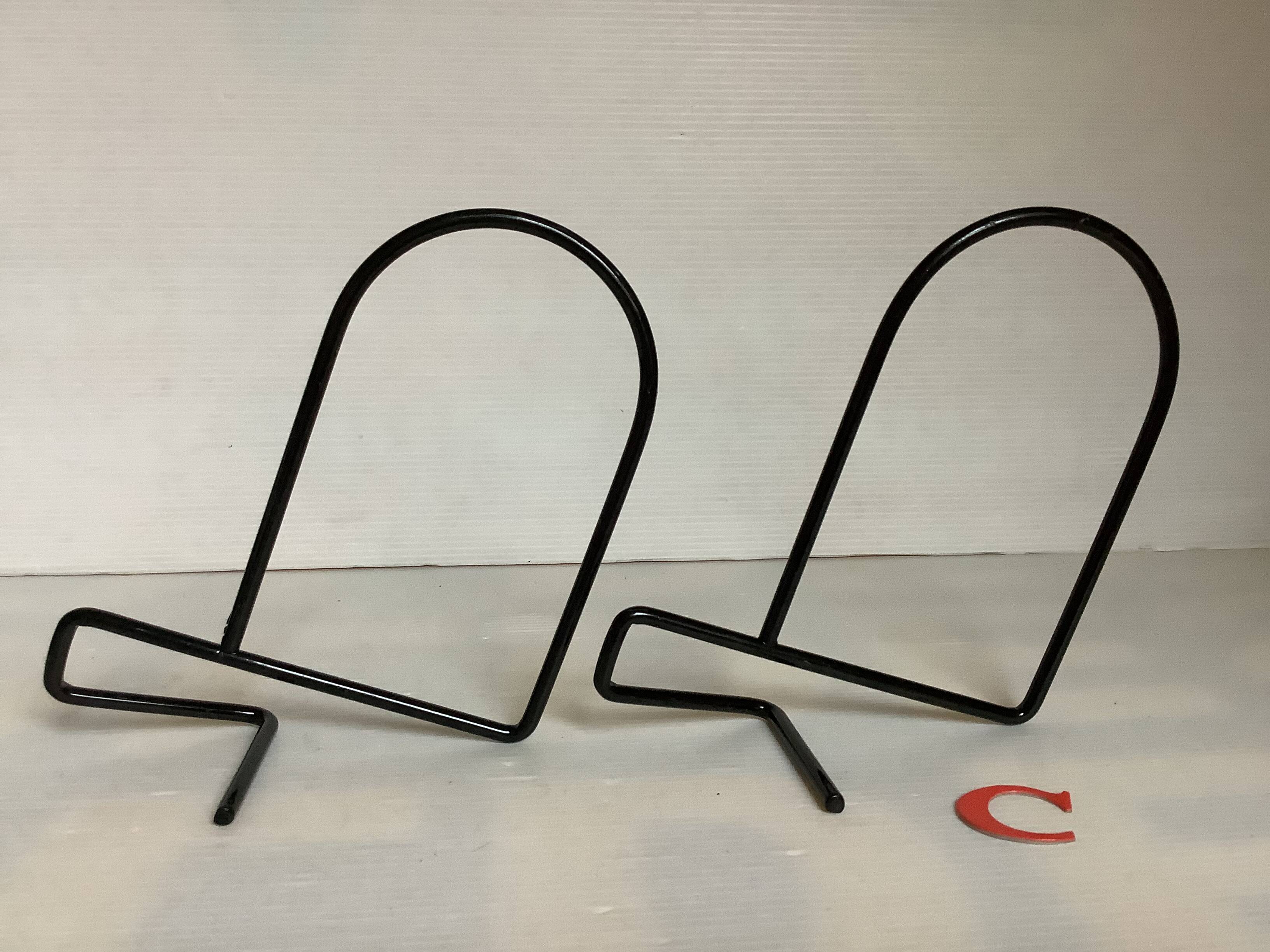 Pair of black metal bookends C