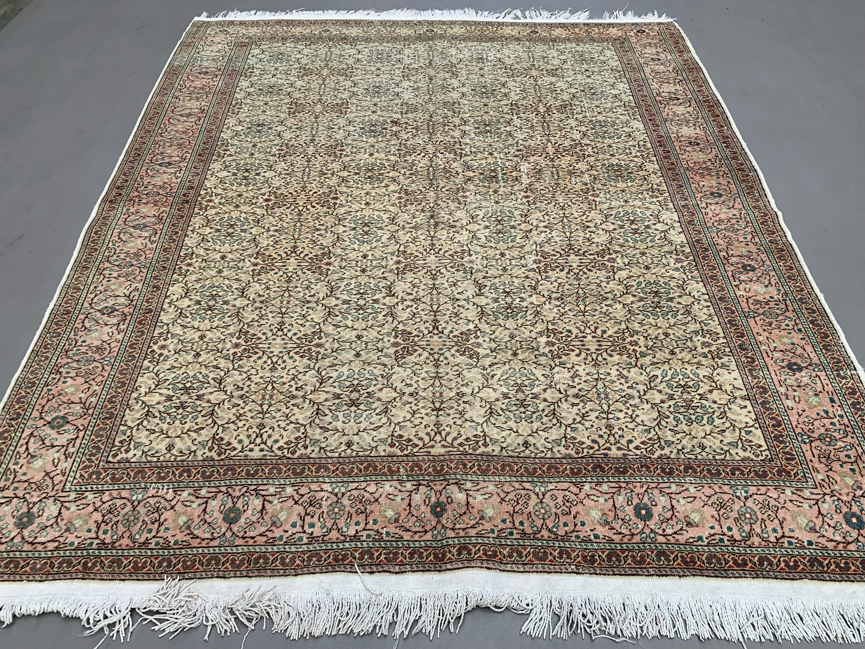 Vintage Square Turkish Rug 245x200 cm, Tribal Wool Carpet Large