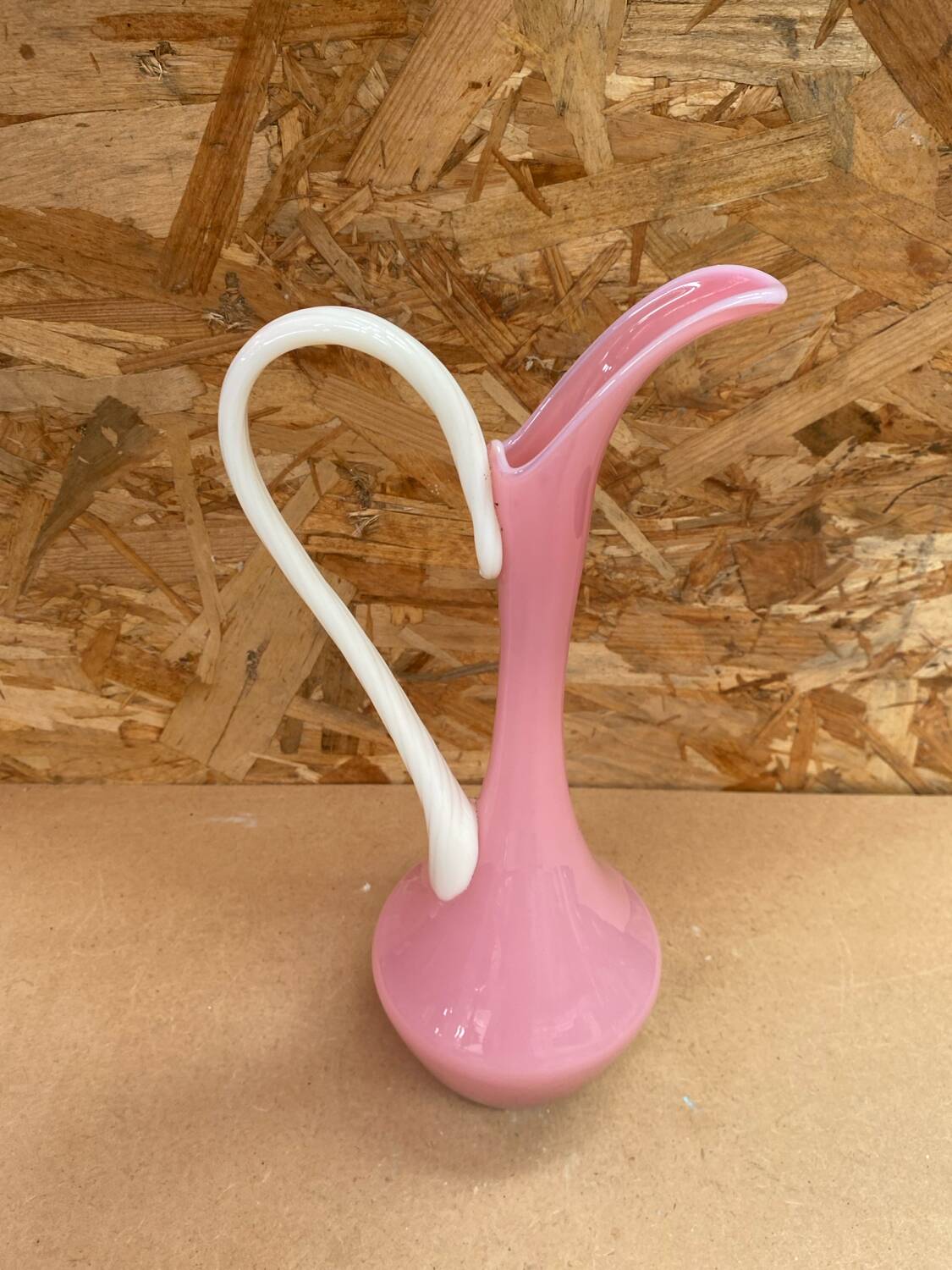 Antique opaline pink & white pitcher ewer vintage