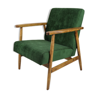 Fauteuil vintage velours vert années 1970