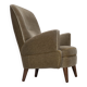 1970s, Danish armchair, green furniture velour, beech wood legs.