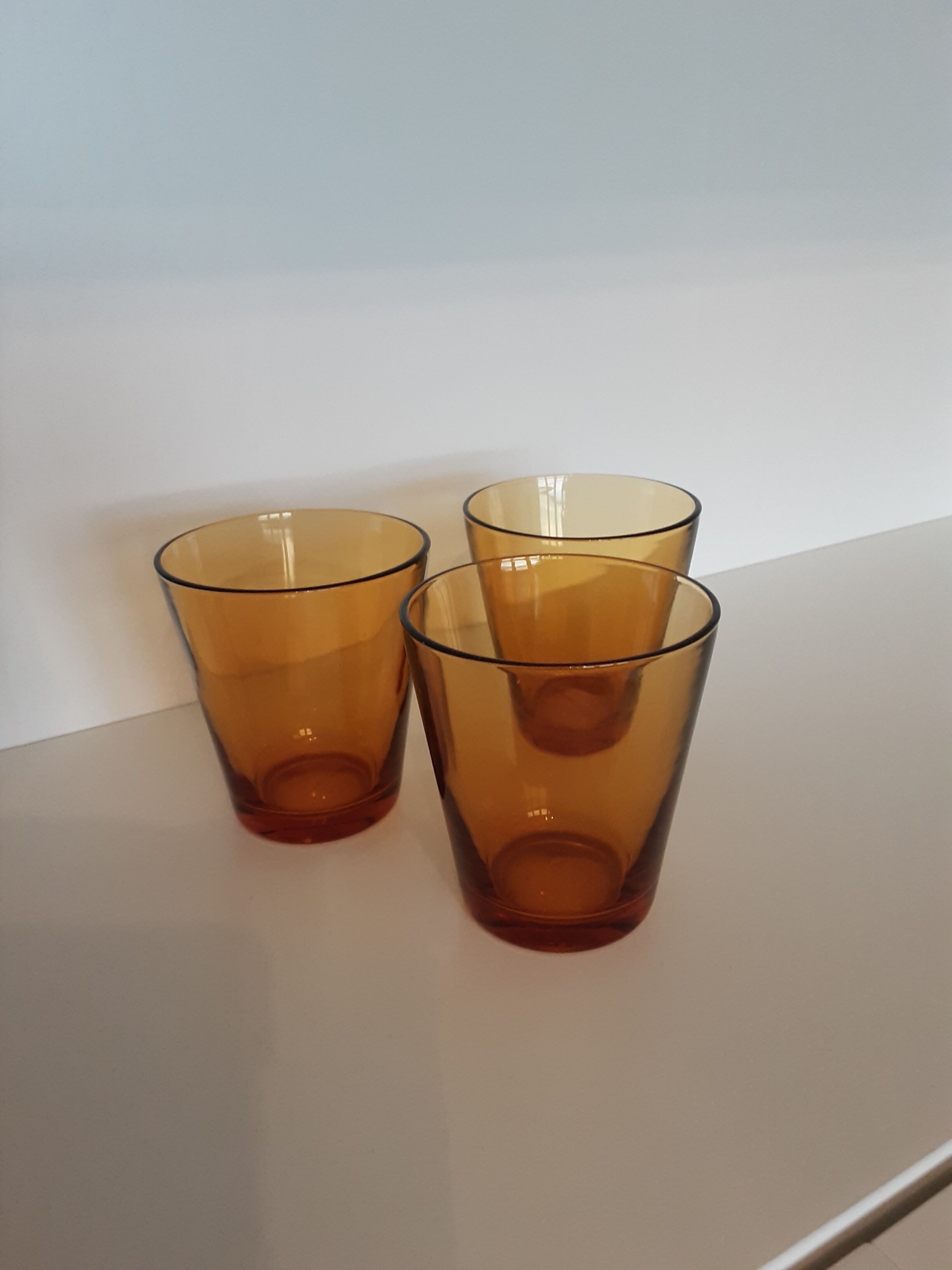 Lot de 3 verres vereco ambre